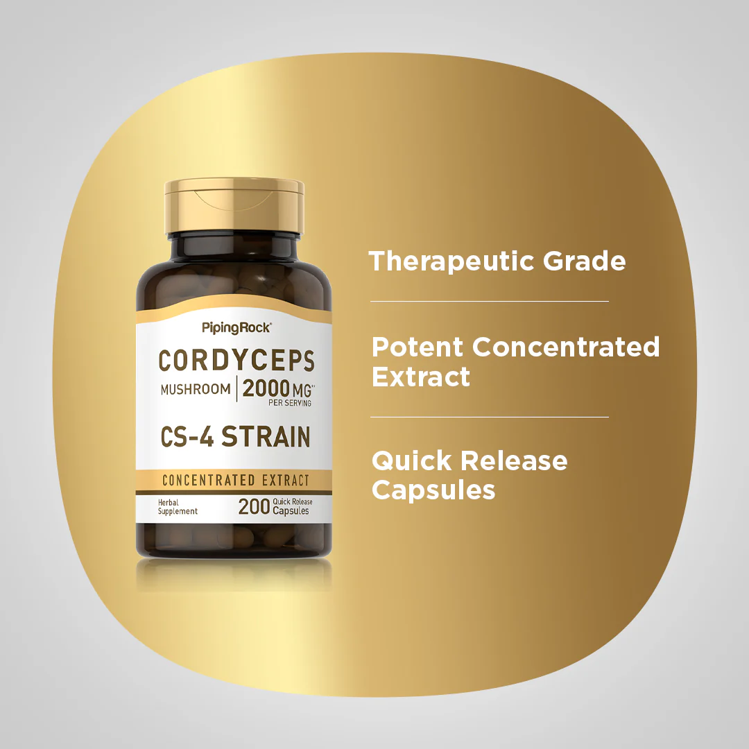Cordyceps Mushroom, 2000 mg (per serving), 200 Quick Release Capsules - Image 4