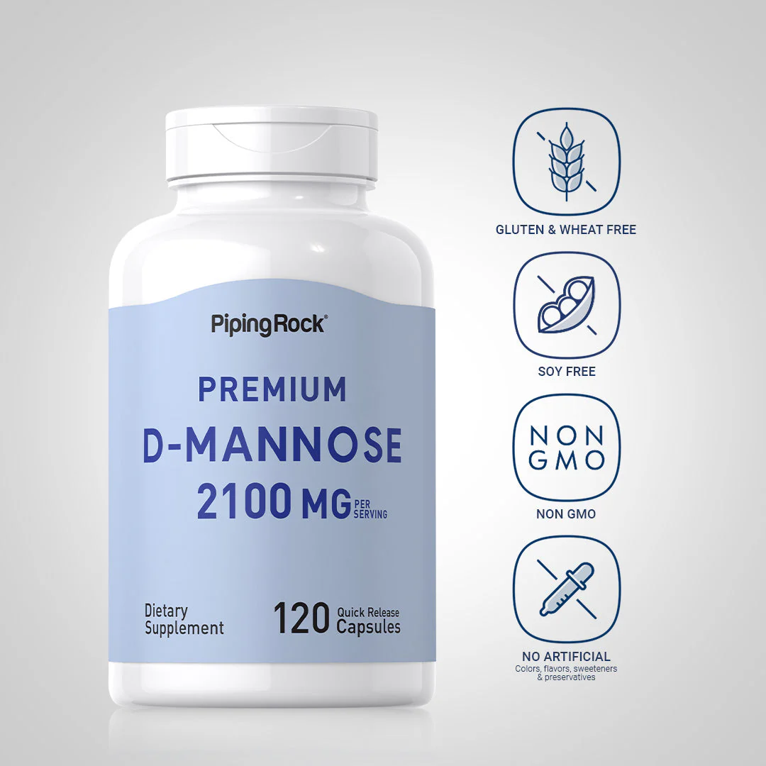 D-Mannose, 2100 mg (per serving), 120 Quick Release Capsules, 2  Bottles - Image 5