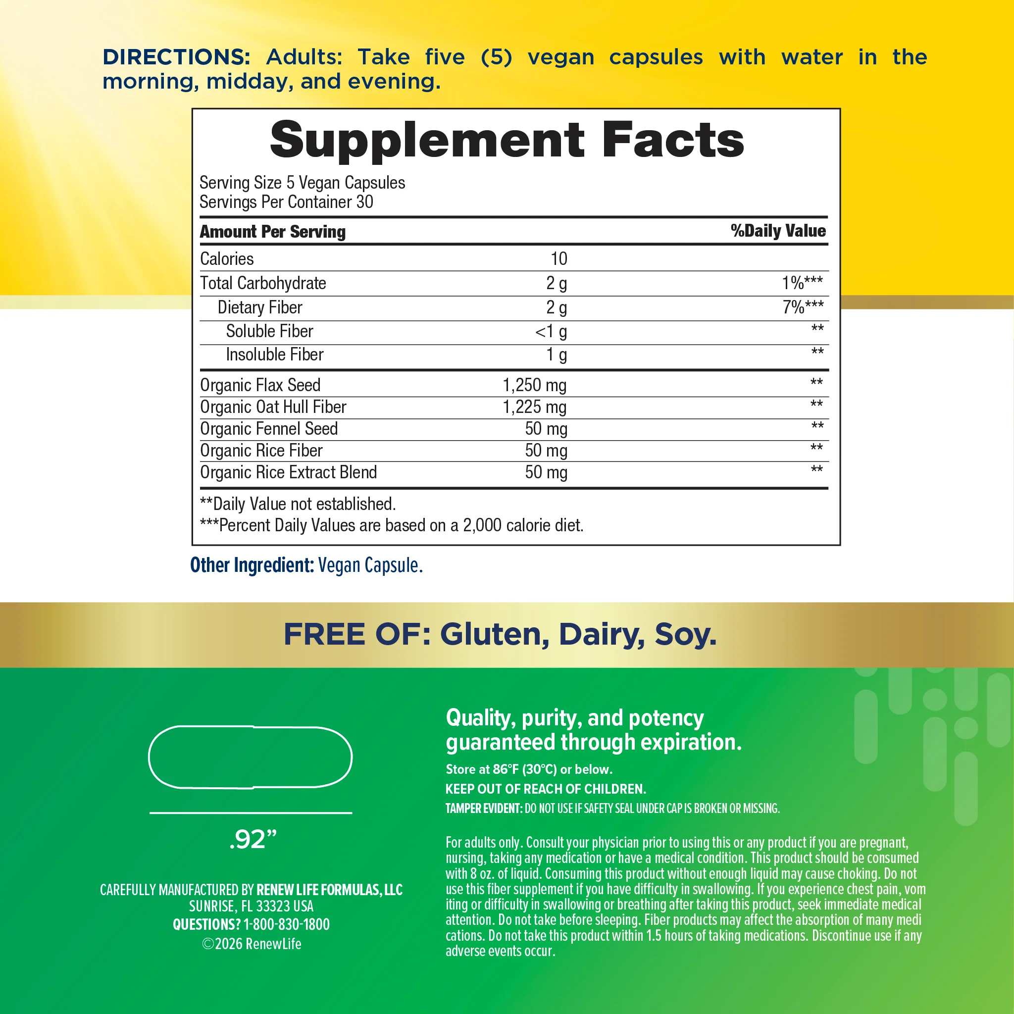 Daily Digestive Prebiotic Fiber, 150 Vegetarian Capsules - Image 3