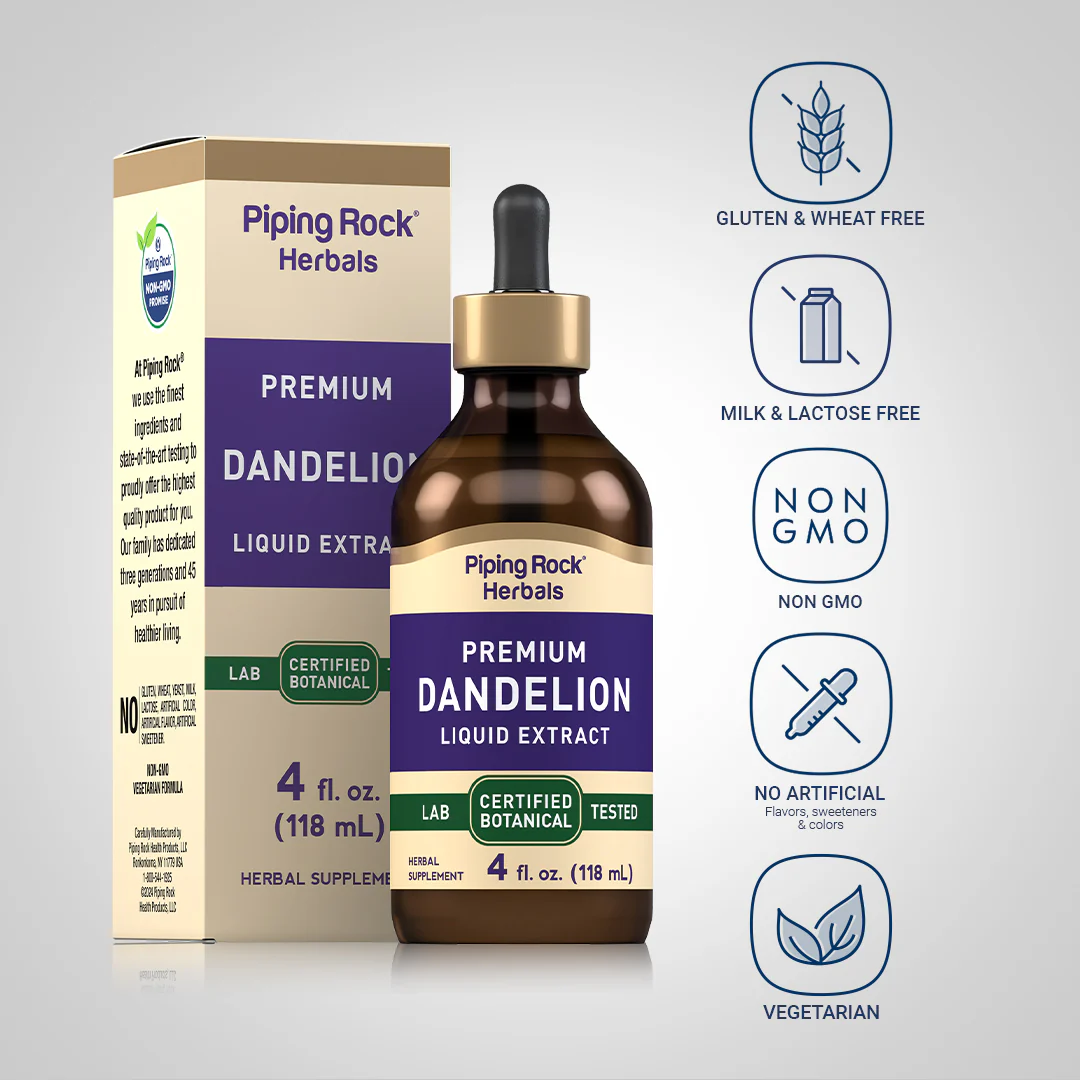Dandelion Liquid Extract Alcohol Free, 4 fl oz (118 mL) Dropper Bottle - Image 4