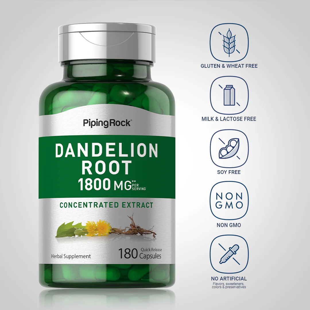 Dandelion Root, 1800 mg (per serving), 180 Quick Release Capsules - Image 5