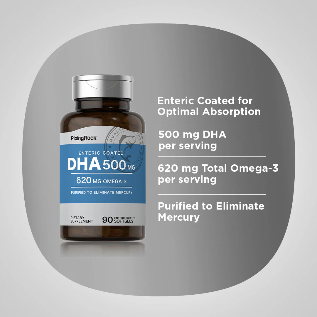 DHA Enteric Coated, 500 mg, 90 Quick Release Softgels - Image 5