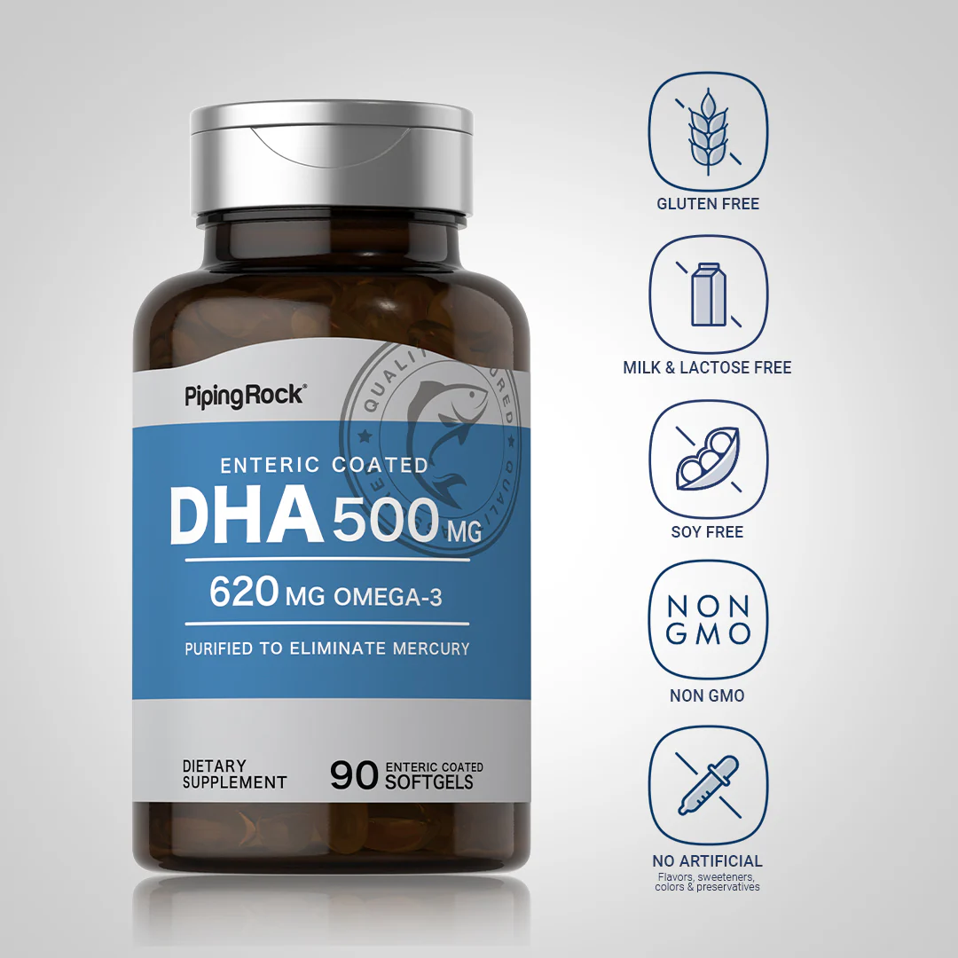 DHA Enteric Coated, 500 mg, 90 Quick Release Softgels - Image 6