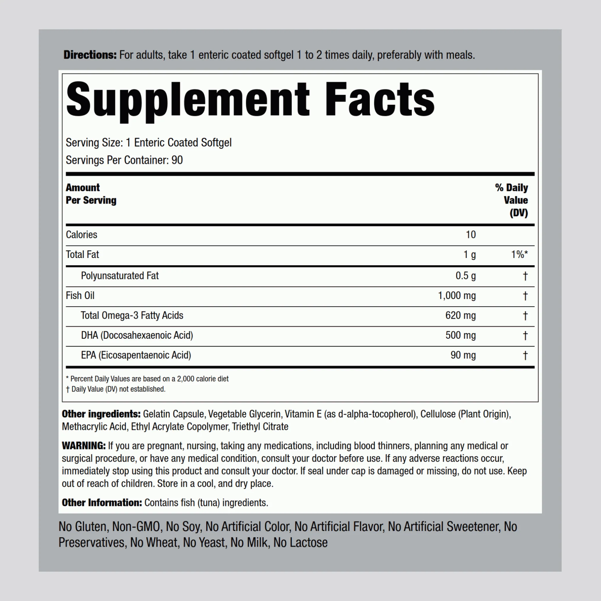 DHA Enteric Coated, 500 mg, 90 Quick Release Softgels, 2  Bottles - Image 2