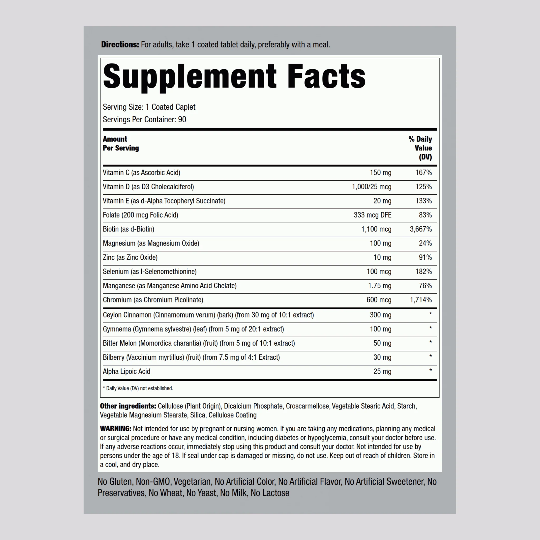 Diabetic Formula, 90 Coated Caplets - Image 2