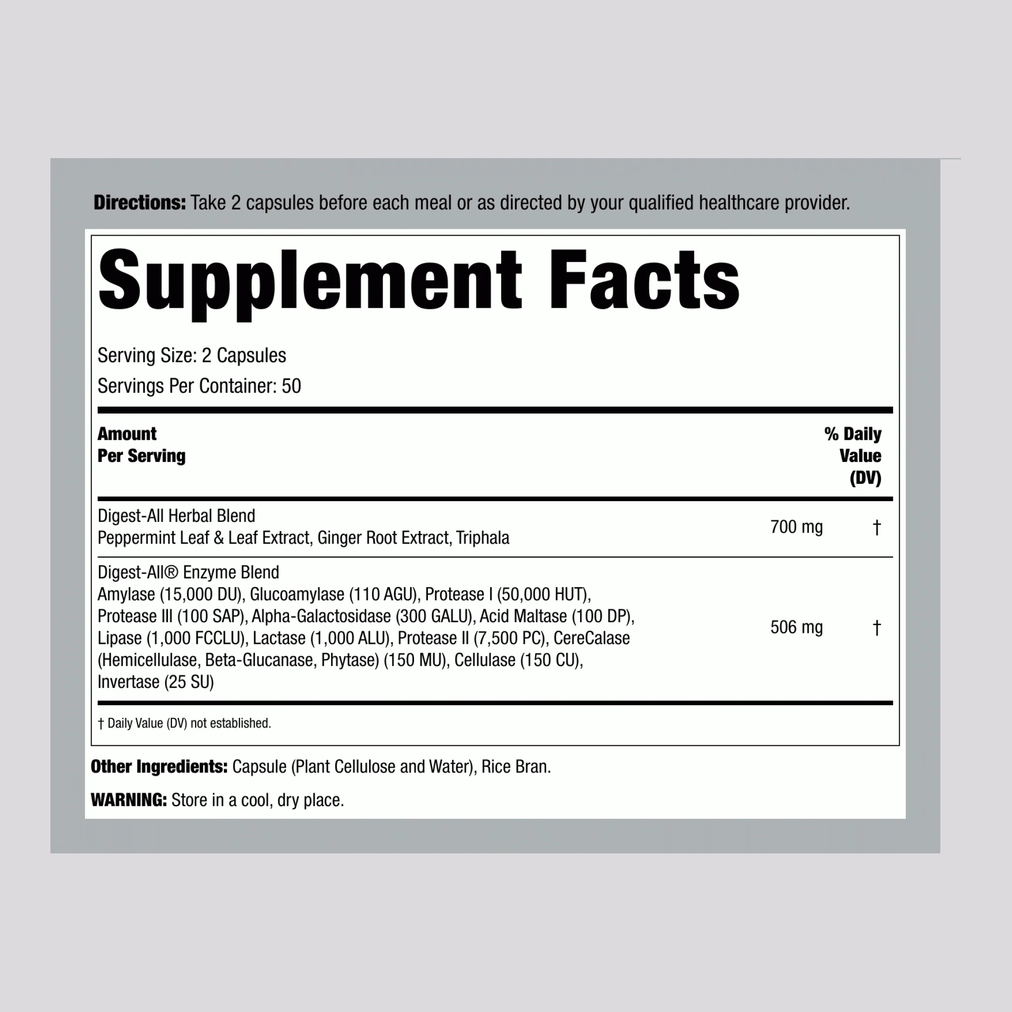 Digest-All Vegetarian Enzymes, 100 Capsules - Image 2