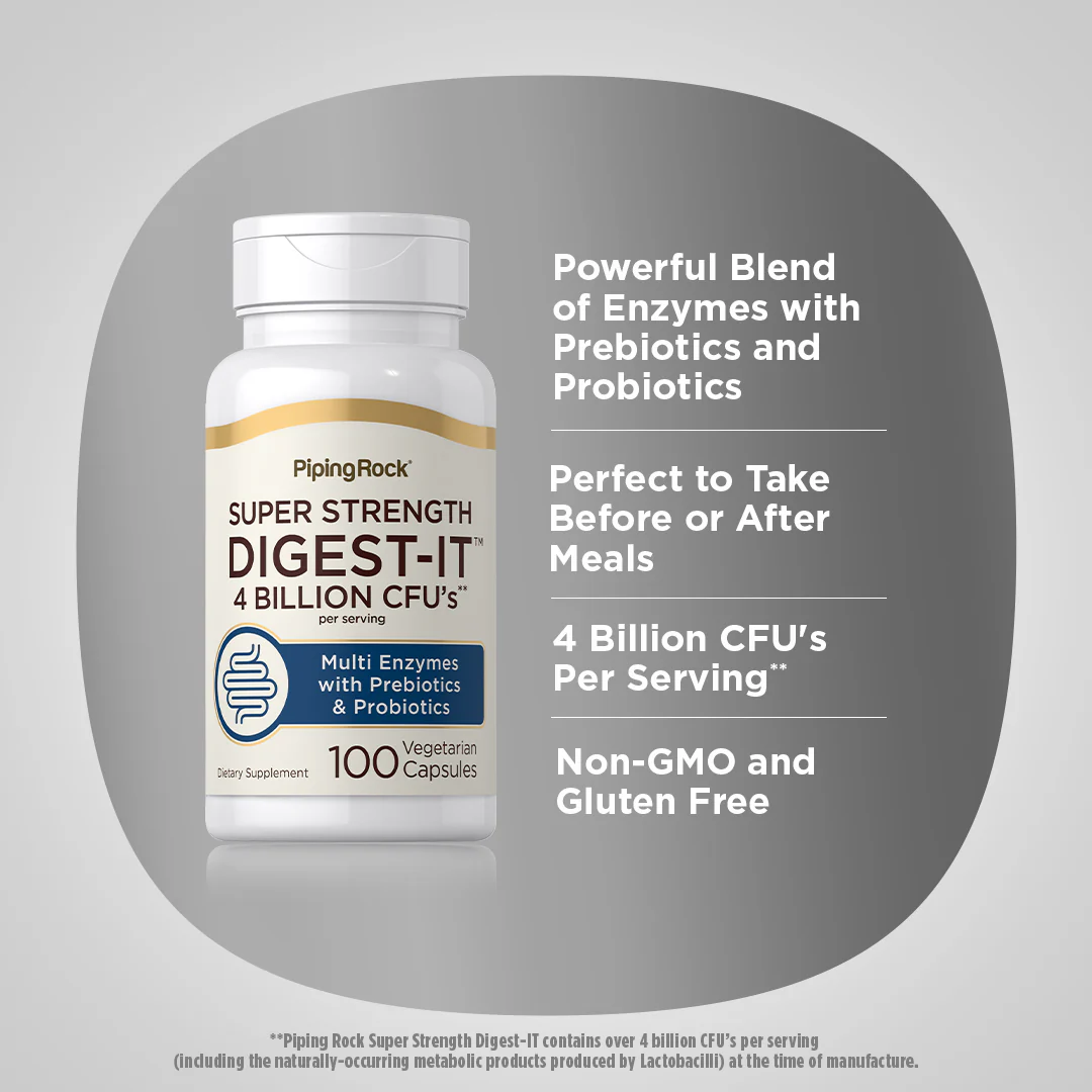 Digest-IT Multi Enzymes Super Strength with Probiotics, 100 Vegetarian Capsules - Image 3