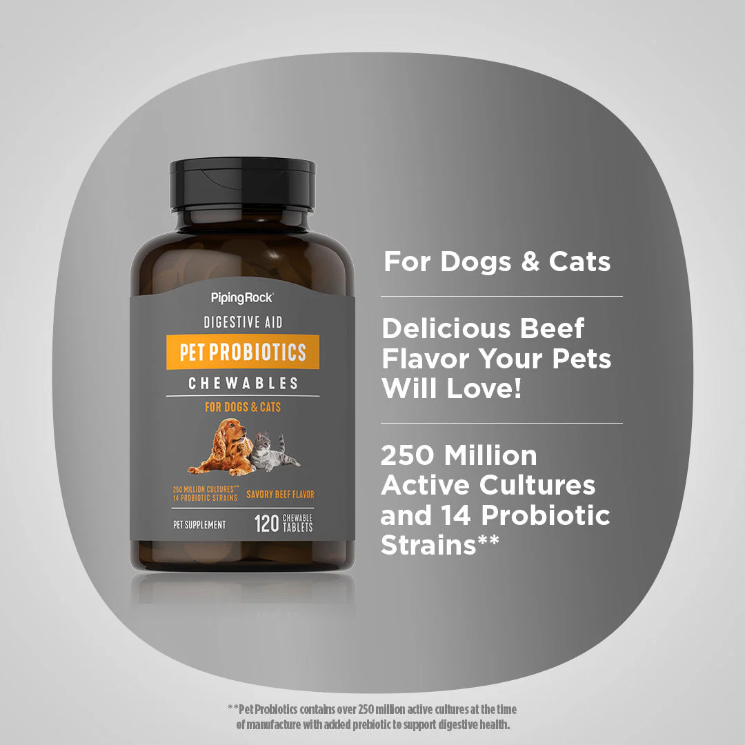 Digestive Aid Probiotics for Dogs & Cats, 120 Chewable Tablets, 2  Bottles - Image 5