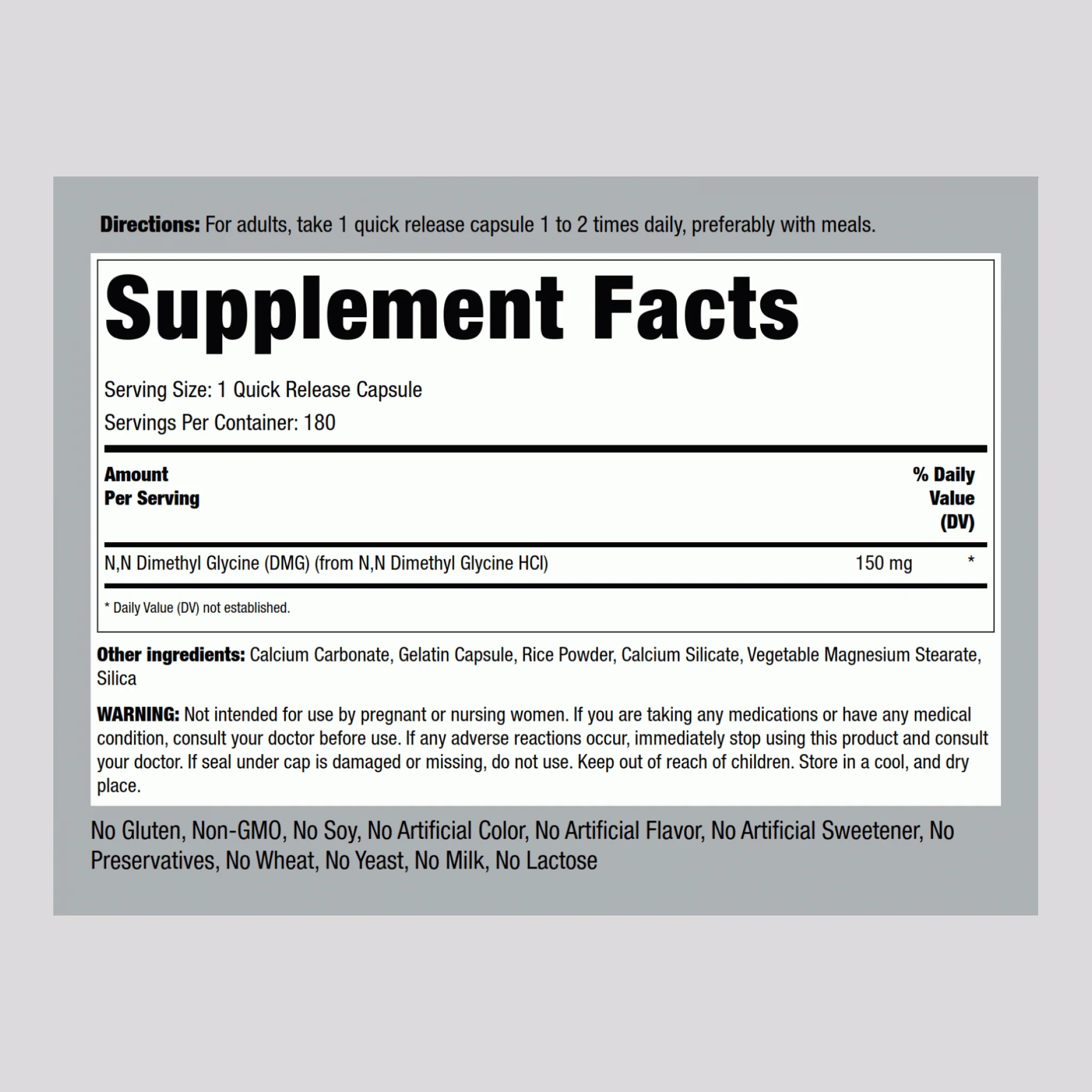 DMG (B-15), 150 mg, 180 Quick Release Capsules - Image 2
