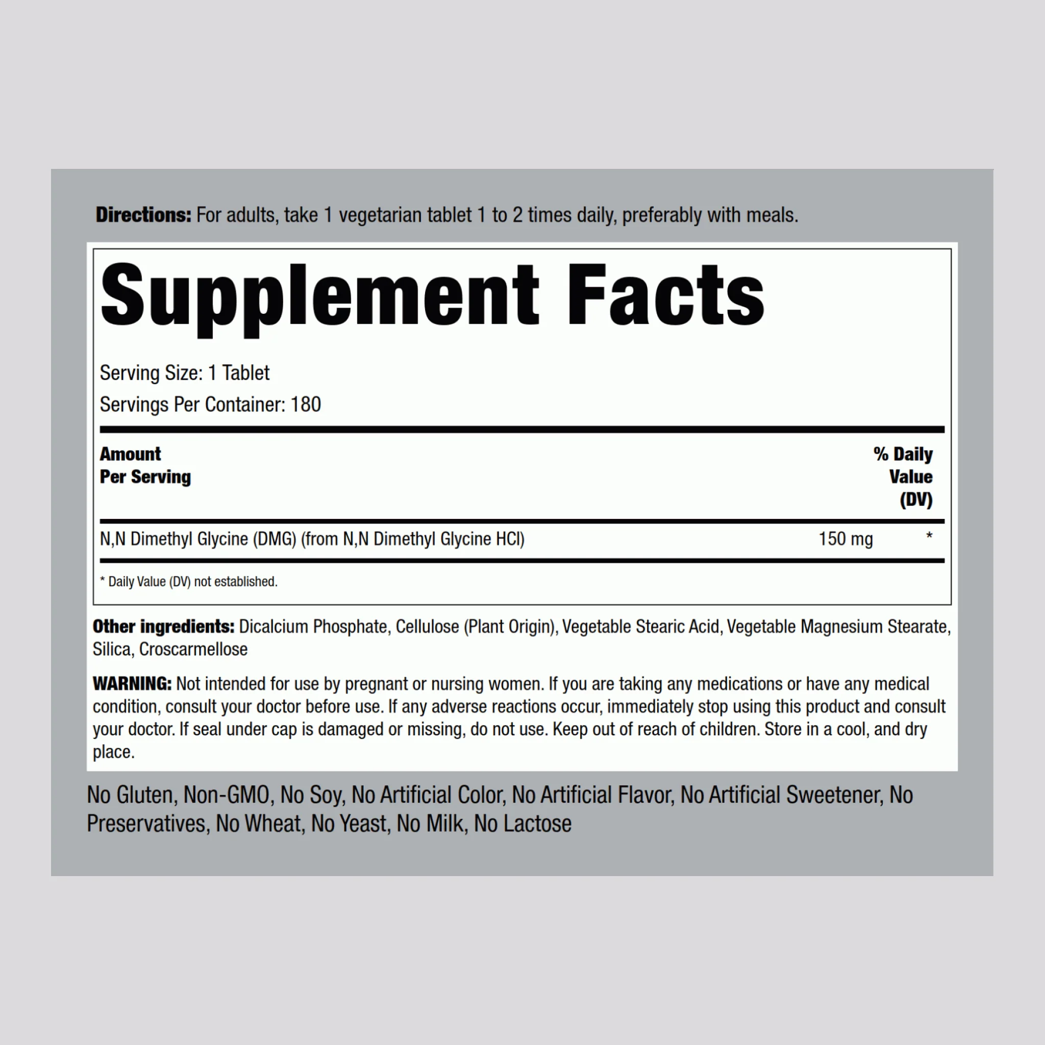 DMG (B-15), 150 mg, 180 Vegetarian Tablets, 2  Bottles - Image 2