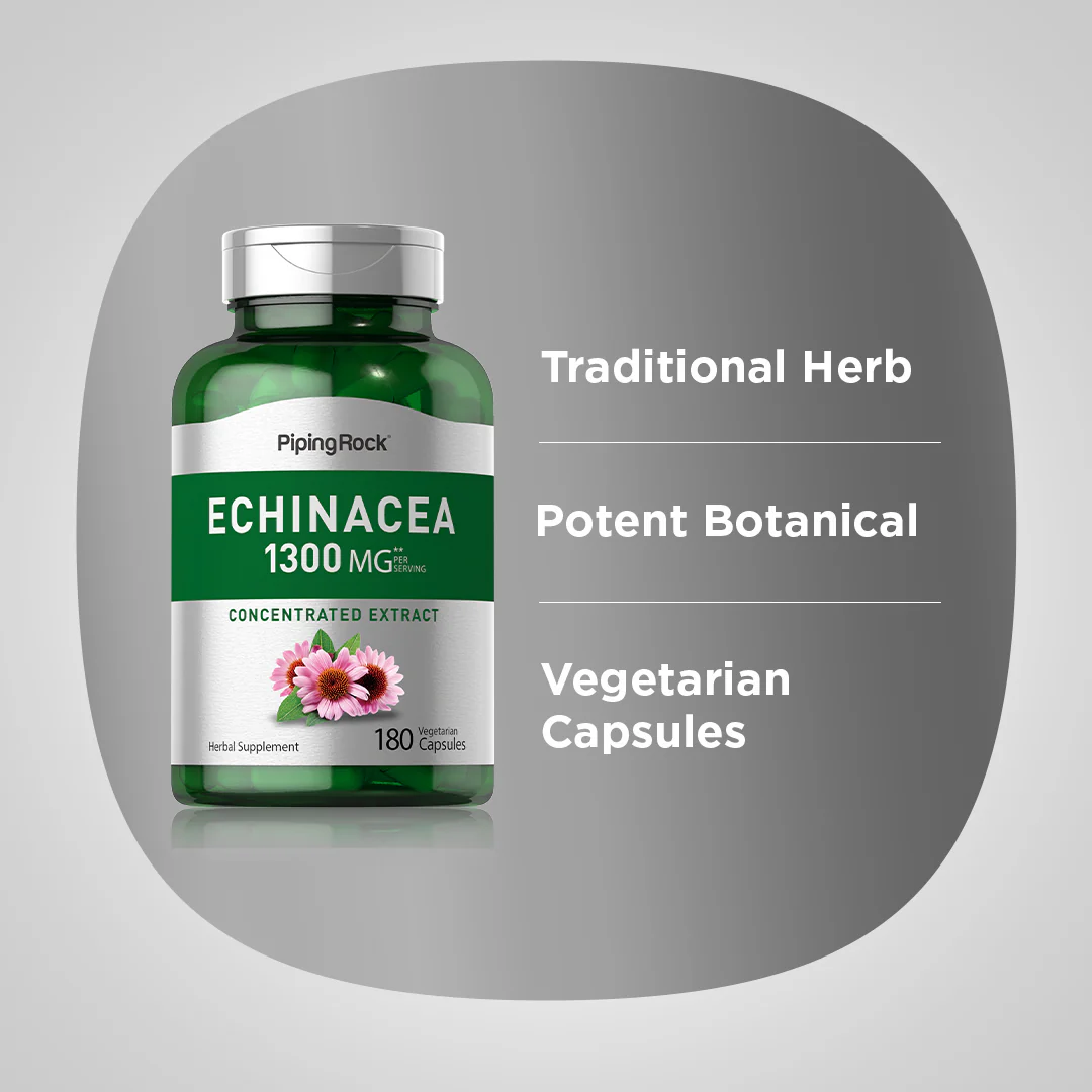 Echinacea, 1300 mg (per serving), 180 Vegetarian Capsules - Image 4