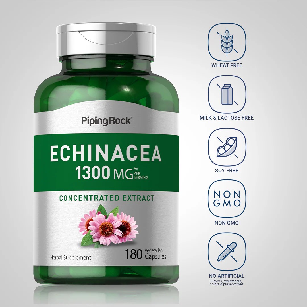 Echinacea, 1300 mg (per serving), 180 Vegetarian Capsules, 2  Bottles - Image 5