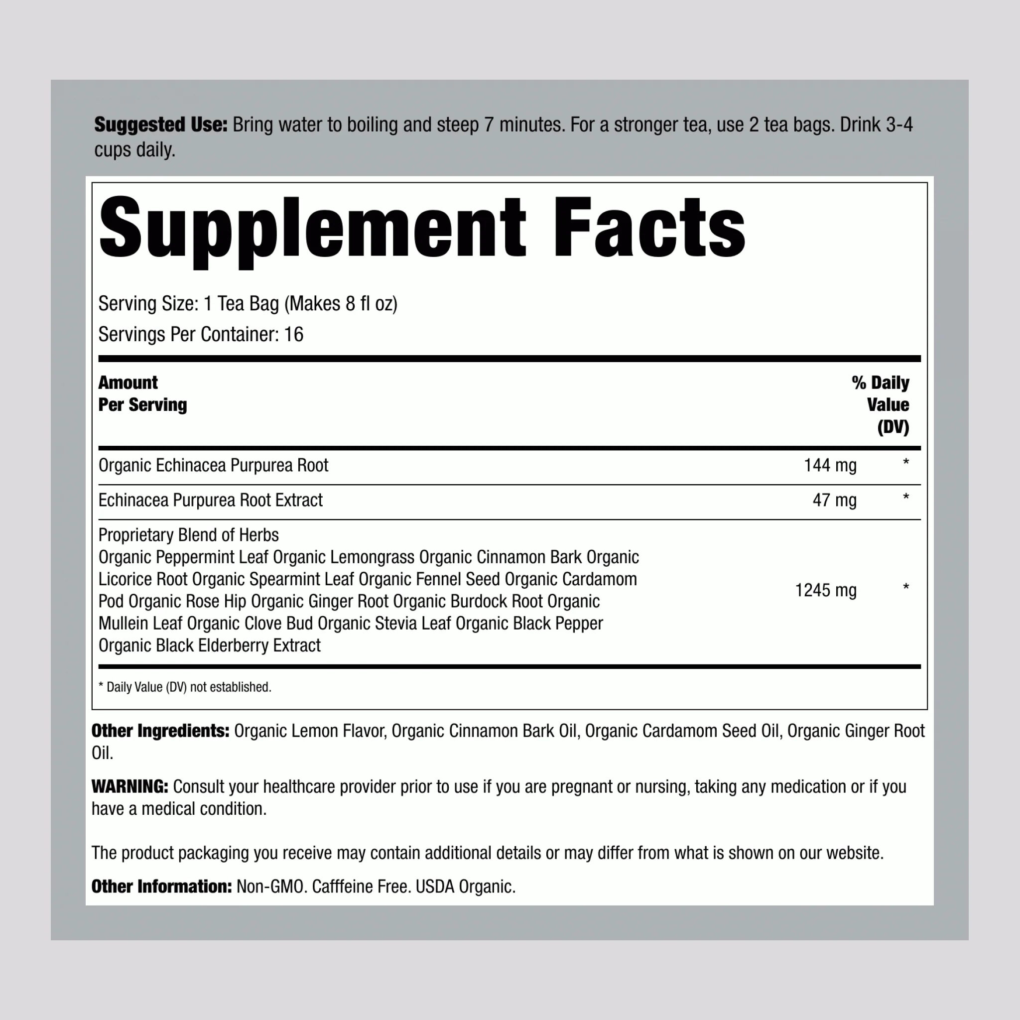 Echinacea Immune Support Tea, 16 Tea Bags - Image 2