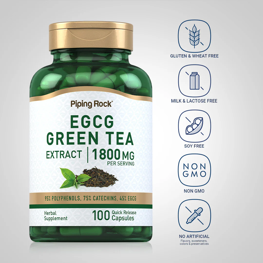 EGCG Green Tea Standardized Extract, 1800 mg (per serving), 100 Quick Release Capsules, 2  Bottles - Image 5
