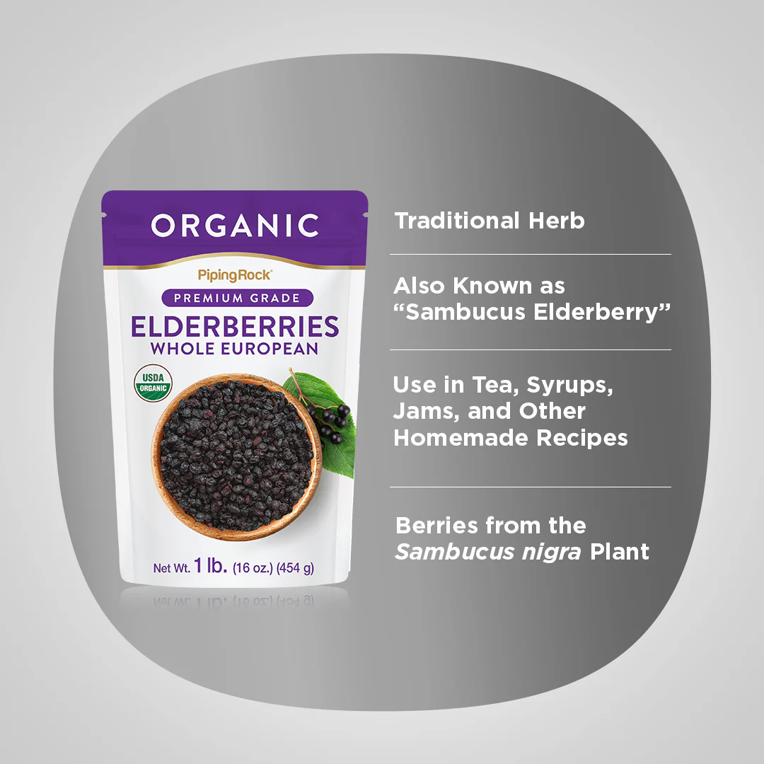 Elderberries Whole European (Organic), 1 lb (454 g) Bag, 2  Bags - Image 4