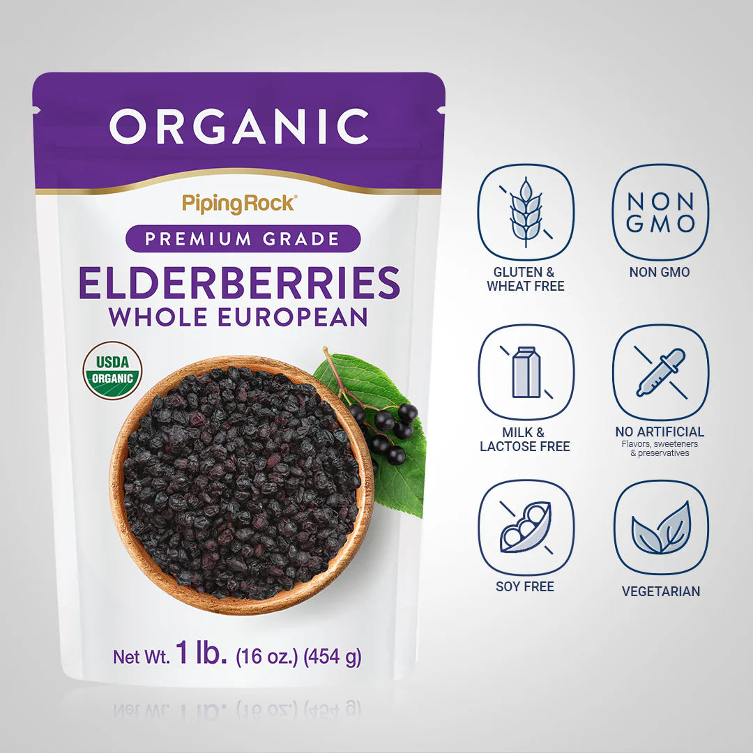 Elderberries Whole European (Organic), 1 lb (454 g) Bag, 2  Bags - Image 5