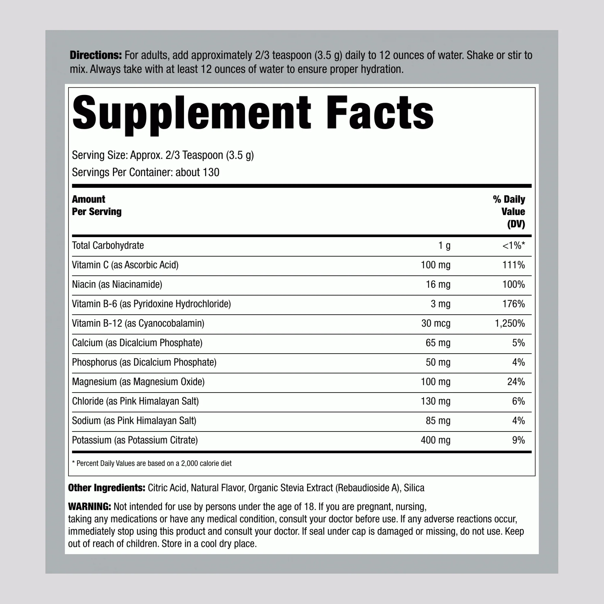 Electrolyte Powder (Lemon), 16 oz (454 g) Bottle - Image 2