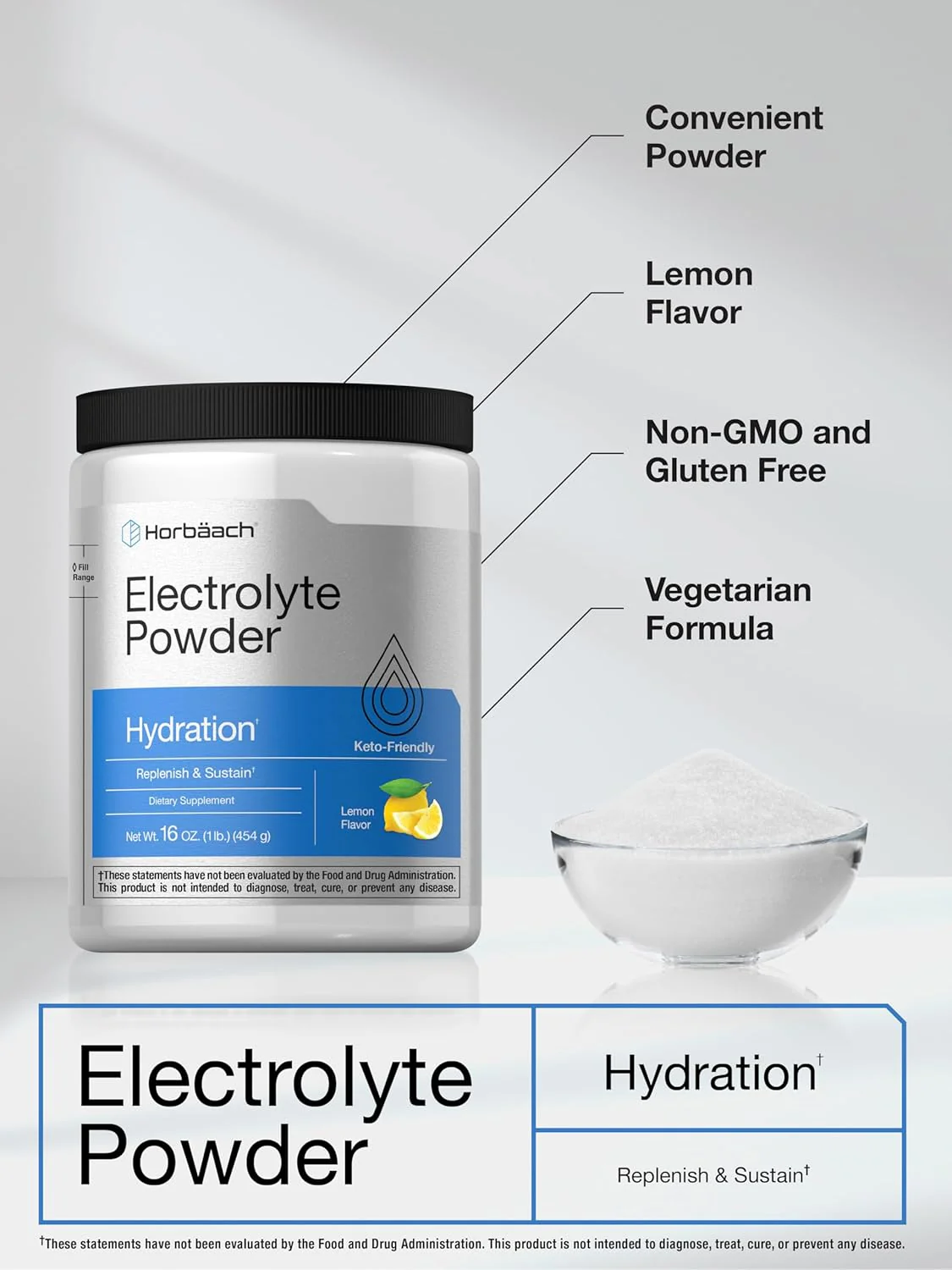 Electrolyte Powder (Lemon), 16 oz (454 g) Bottle - Image 5
