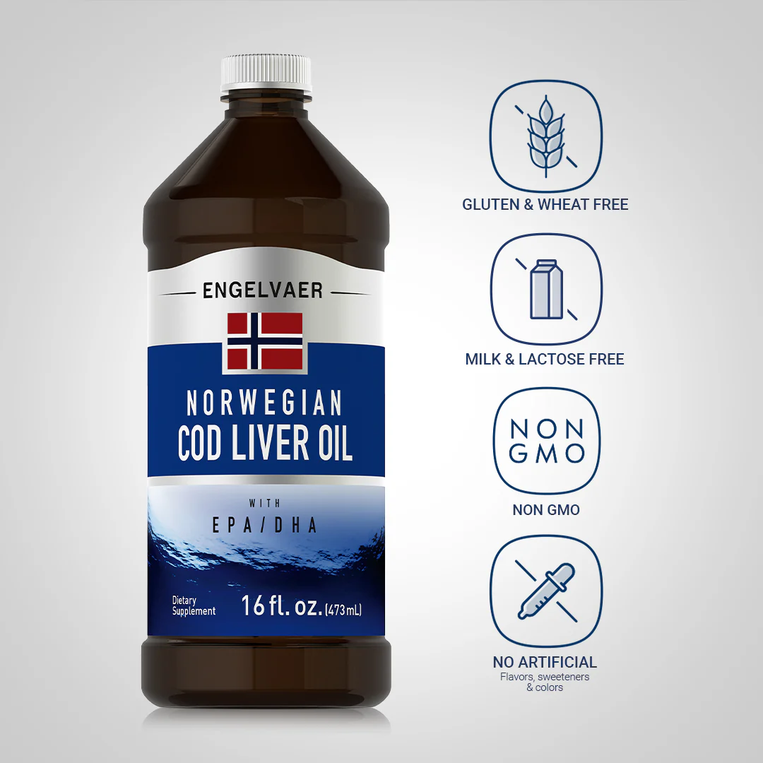 Engelvaer Norwegian Cod Liver Oil (Plain), 16 fl oz (473 mL) Bottle - Image 6