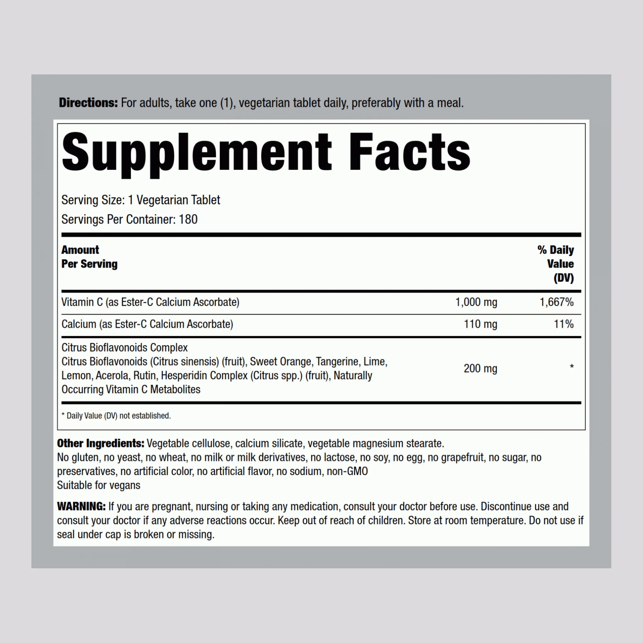 Ester C with Citrus Bioflavonoids, 1000 mg, 180 Vegetarian Tablets - Image 2