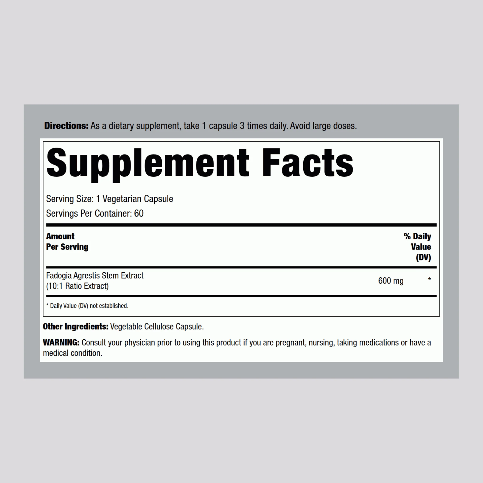 Fadogia Agretis Extract, 600 mg, 60 Vegetarian Capsules - Image 2