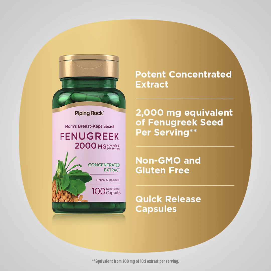 Fenugreek, 2000 mg (per serving), 100 Quick Release Capsules, 2  Bottles - Image 4