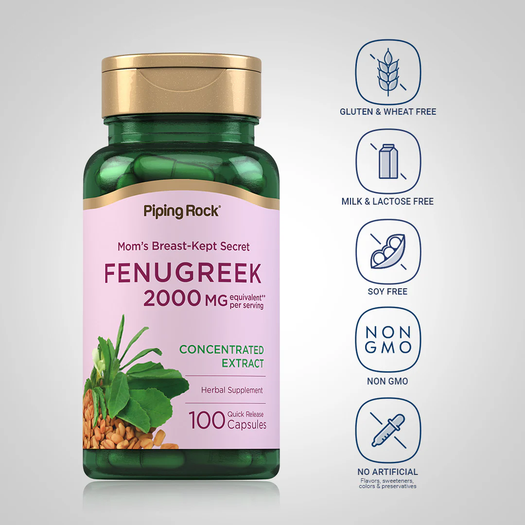 Fenugreek, 2000 mg (per serving), 100 Quick Release Capsules, 2  Bottles - Image 5