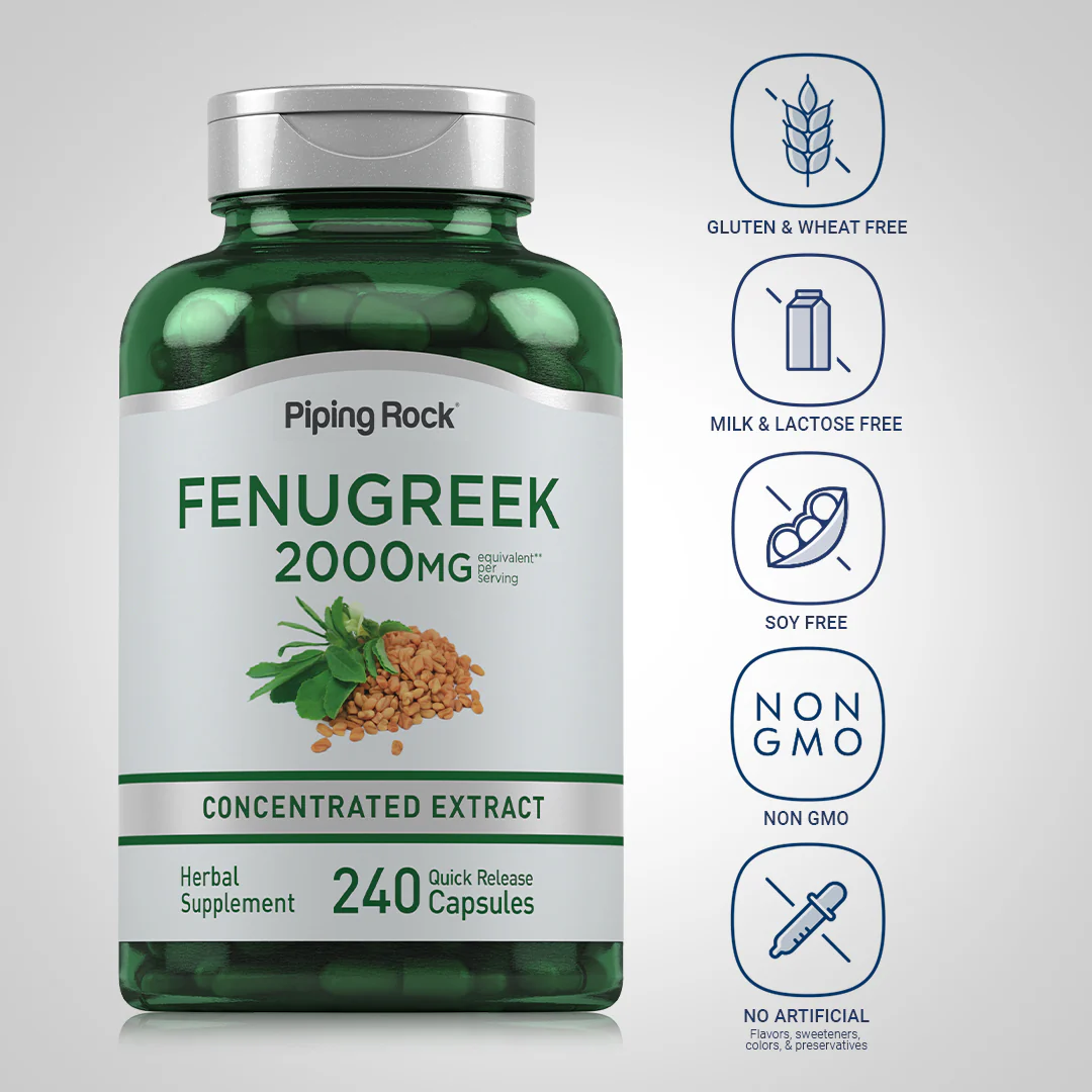 Fenugreek, 2000 mg (per serving), 240 Quick Release Capsules - Image 5