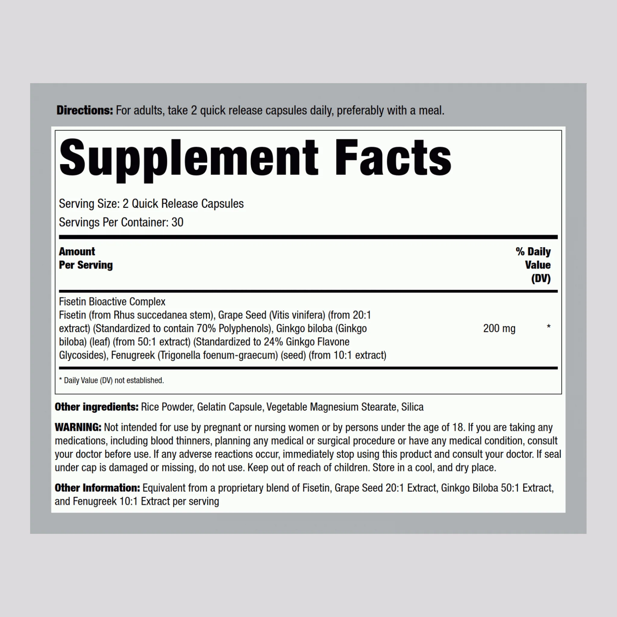Fisetin Complex, 200 mg (per serving), 60 Quick Release Capsules - Image 2