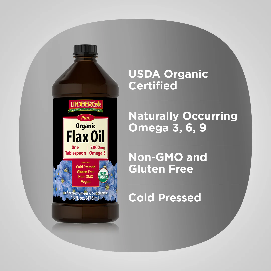 Flax Oil Liquid (Organic), 16 fl oz (473 mL) Bottle - Image 3