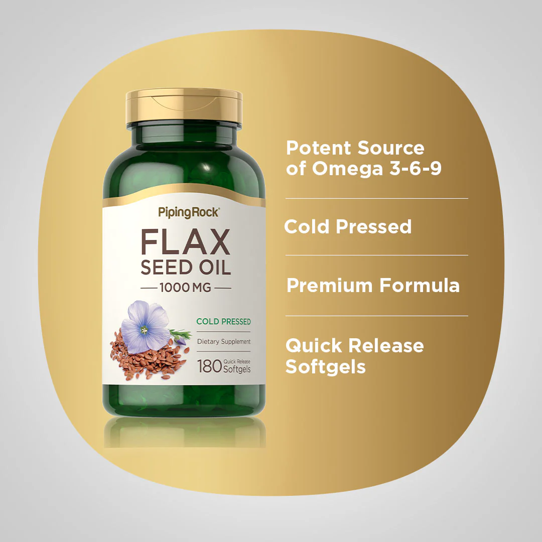 Flaxseed Oil, 1000 mg, 180 Quick Release Softgels - Image 5