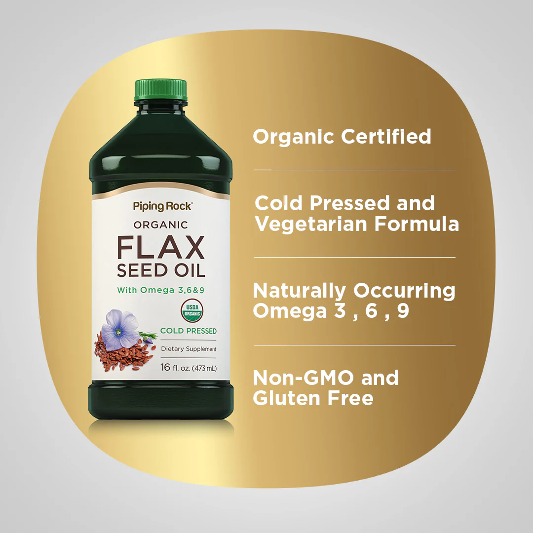 Flaxseed Oil (Organic), 16 fl oz (473 mL) Bottles, 3  Bottles - Image 3
