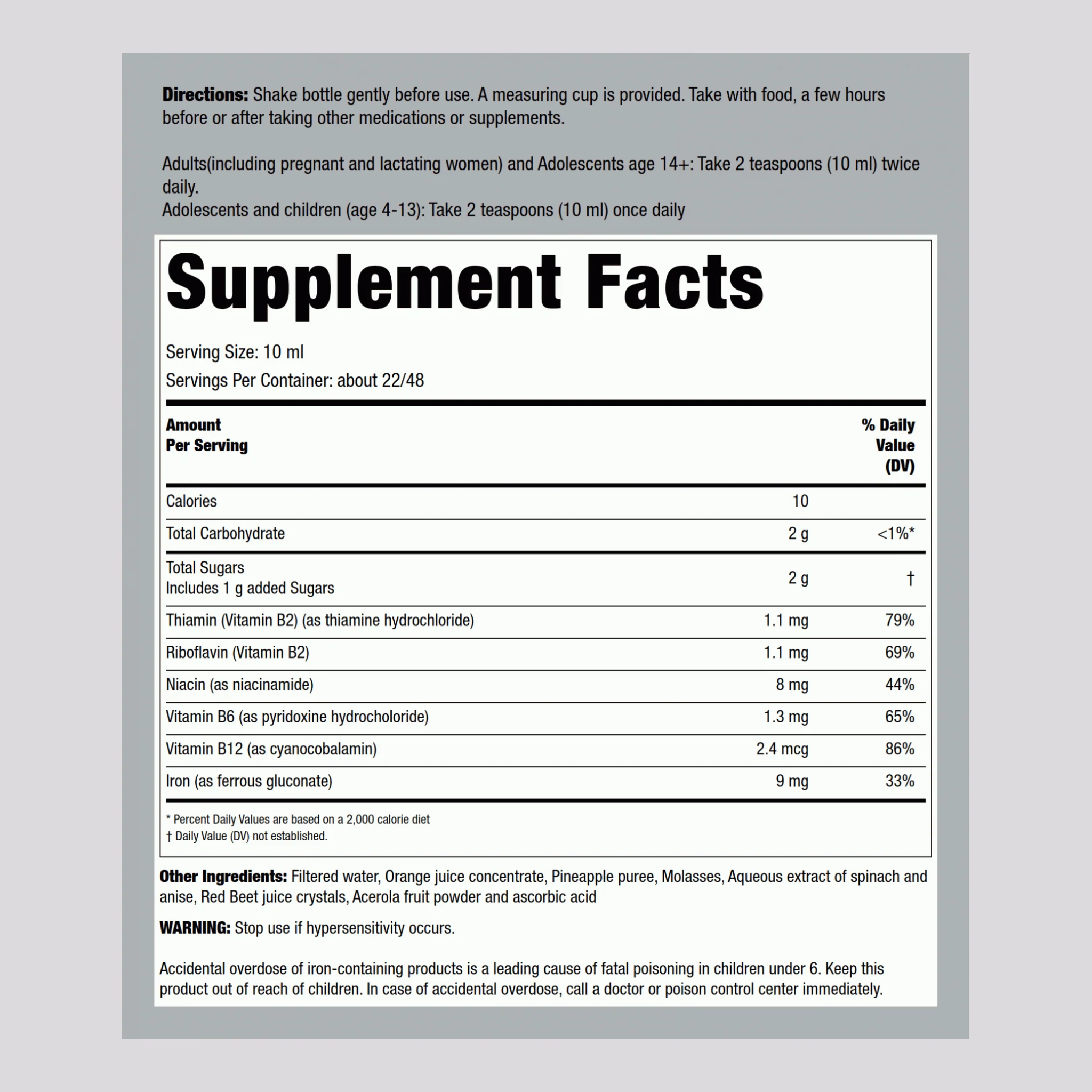 Flora Iron + Herb with B-Vitamin Complex, 7.7 fl oz (228 ml) Bottle - Image 2