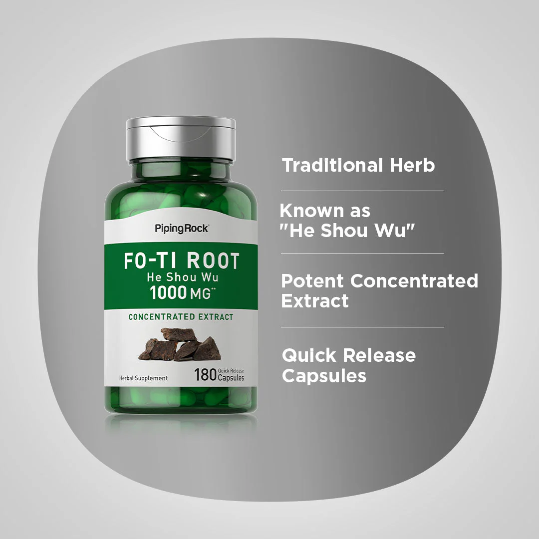 Fo-Ti Root He-Shou-Wu, 1000 mg, 180 Quick Release Capsules - Image 5