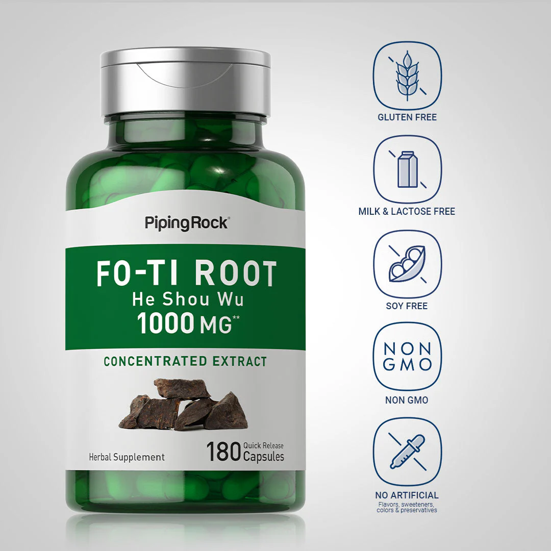 Fo-Ti Root He-Shou-Wu, 1000 mg, 180 Quick Release Capsules, 2  Bottles - Image 6