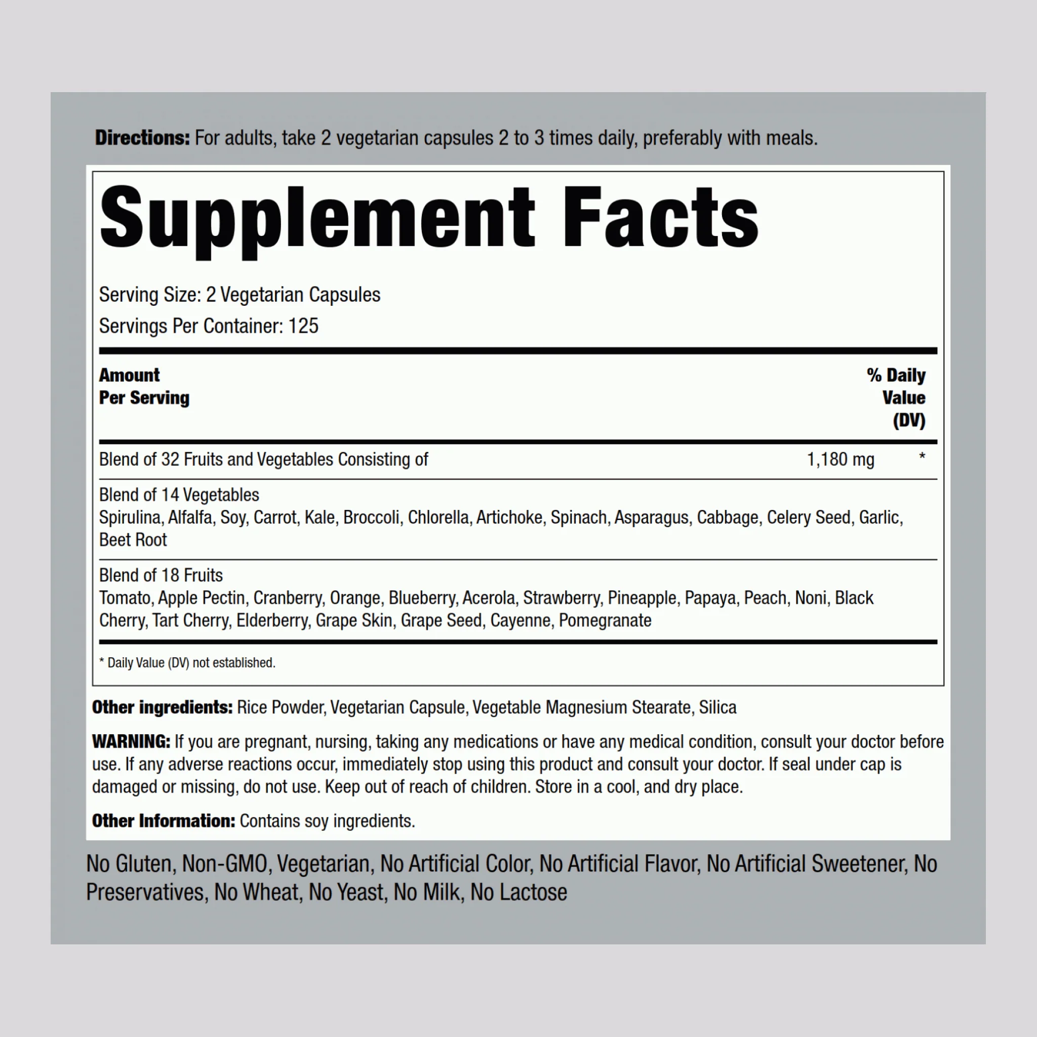 Fruit & Veggies for Life, 250 Vegetarian Capsules - Image 2