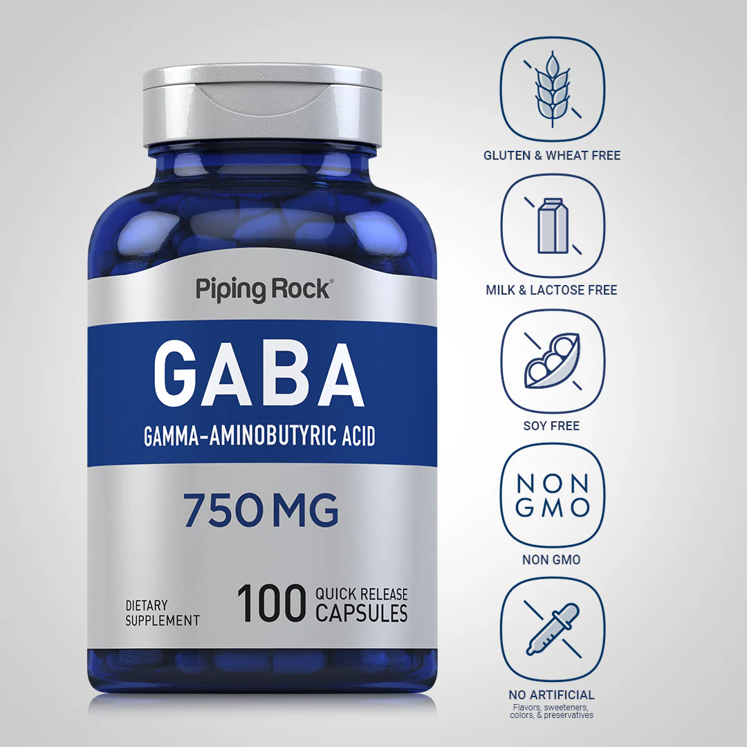 GABA (Gamma-Aminobutyric Acid), 750 mg, 100 Quick Release Capsules, 2 Bottles - Image 5