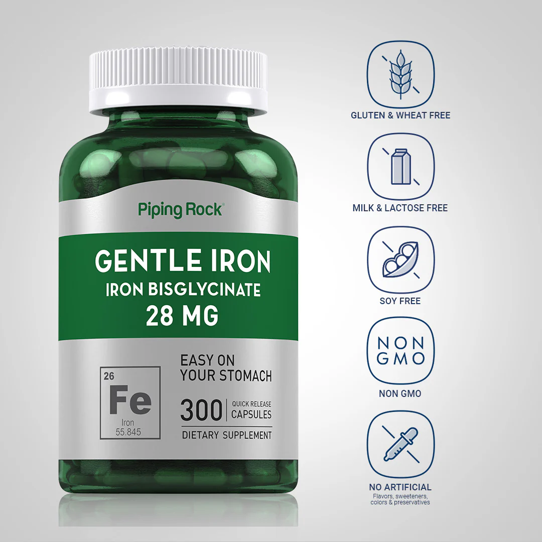 Gentle Iron (Iron Bisglycinate), 28 mg, 300 Quick Release Capsules - Image 5
