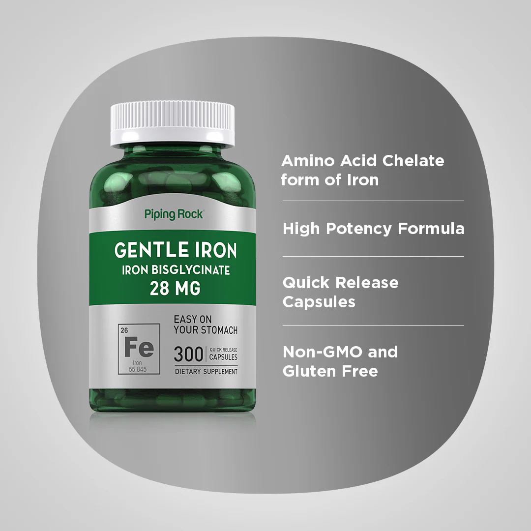 Gentle Iron (Iron Bisglycinate), 28 mg, 300 Quick Release Capsules, 2  Bottles - Image 4