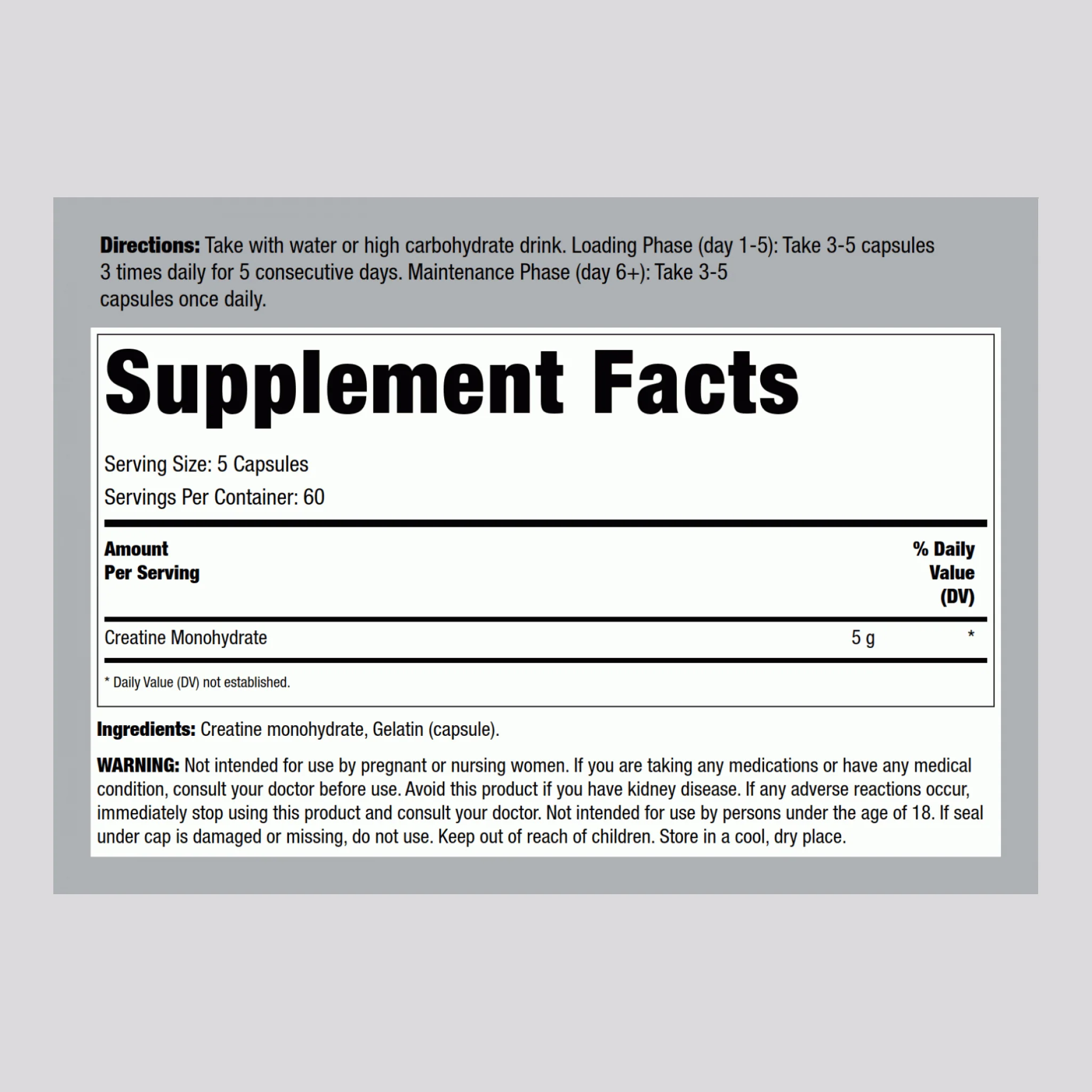 German Creatine Monohydrate (Creapure), 1000 mg, 300 Capsules, 2  Bottles - Image 2