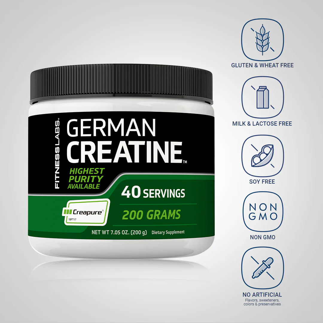 German Creatine Monohydrate (Creapure), 5000 mg (per serving), 7.05 oz (200 g) Bottle - Image 4