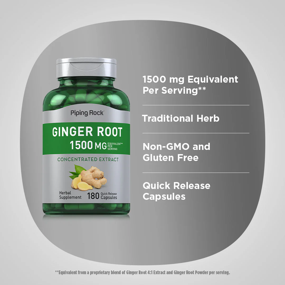 Ginger Root, 1500 mg (per serving), 180 Quick Release Capsules, 2  Bottles - Image 4