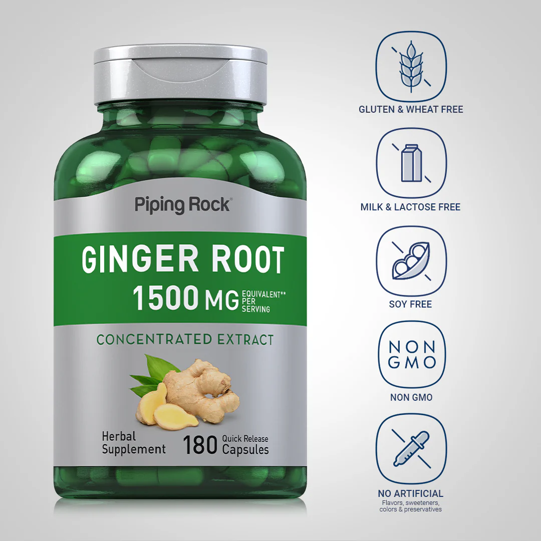Ginger Root, 1500 mg (per serving), 180 Quick Release Capsules - Image 5