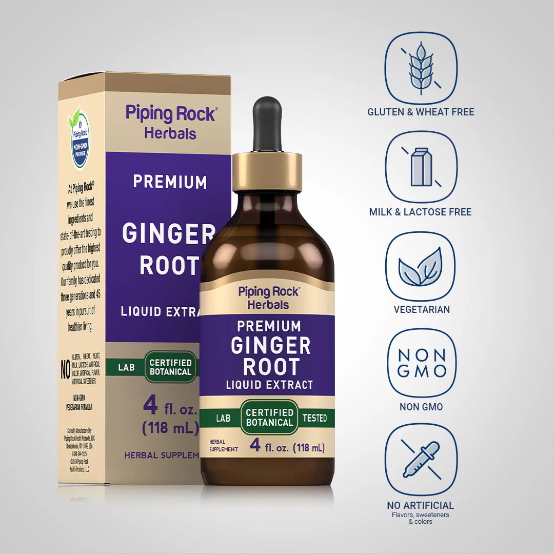 Ginger Root Liquid Extract Alcohol Free, 4 fl oz (118 mL) Dropper Bottle - Image 4