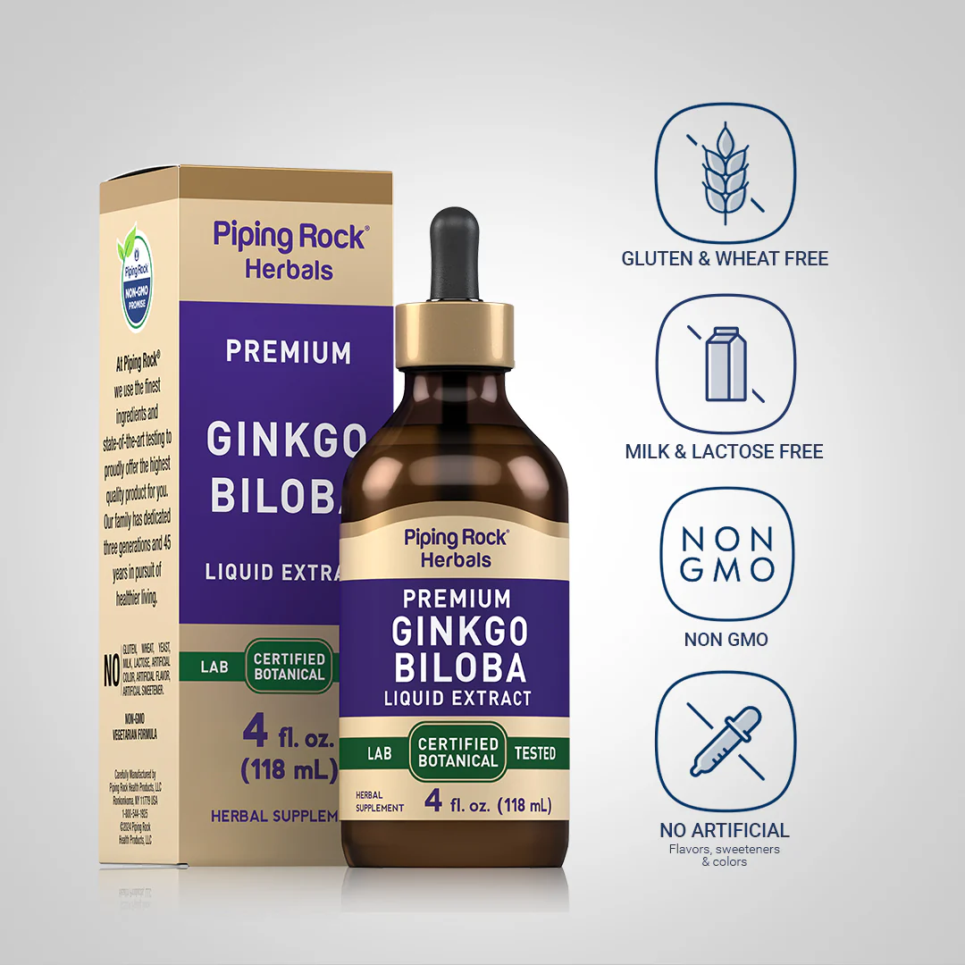 Ginkgo Biloba Liquid Extract Alcohol Free, 4 fl oz (118 mL) Dropper Bottle - Image 4