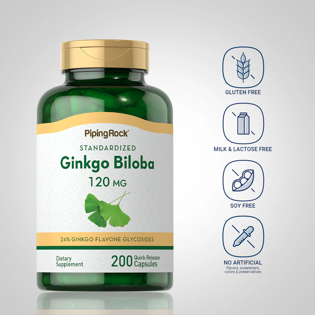 Ginkgo Biloba Standardized Extract, 120 mg, 200 Quick Release Capsules - Image 5