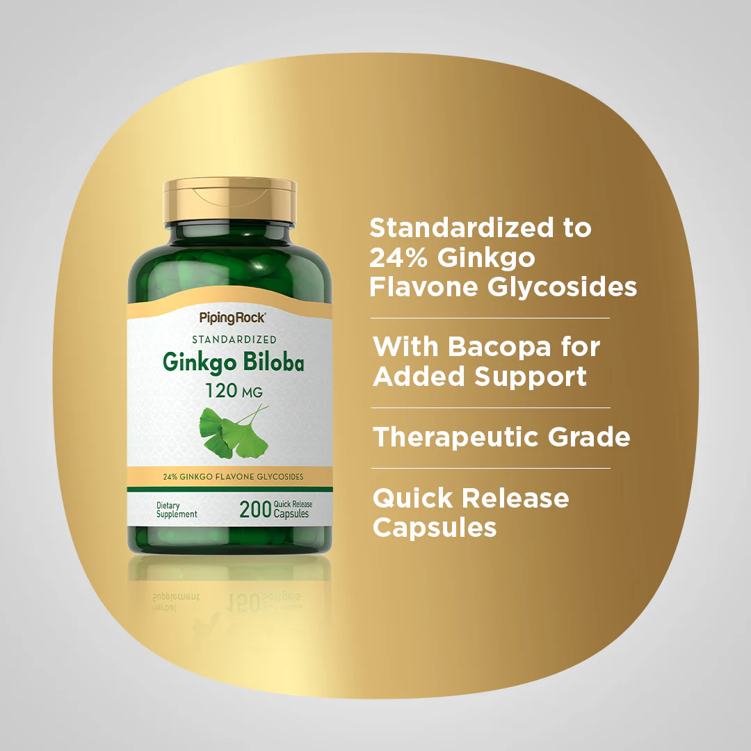 Ginkgo Biloba Standardized Extract, 120 mg, 200 Quick Release Capsules, 2  Bottles - Image 4