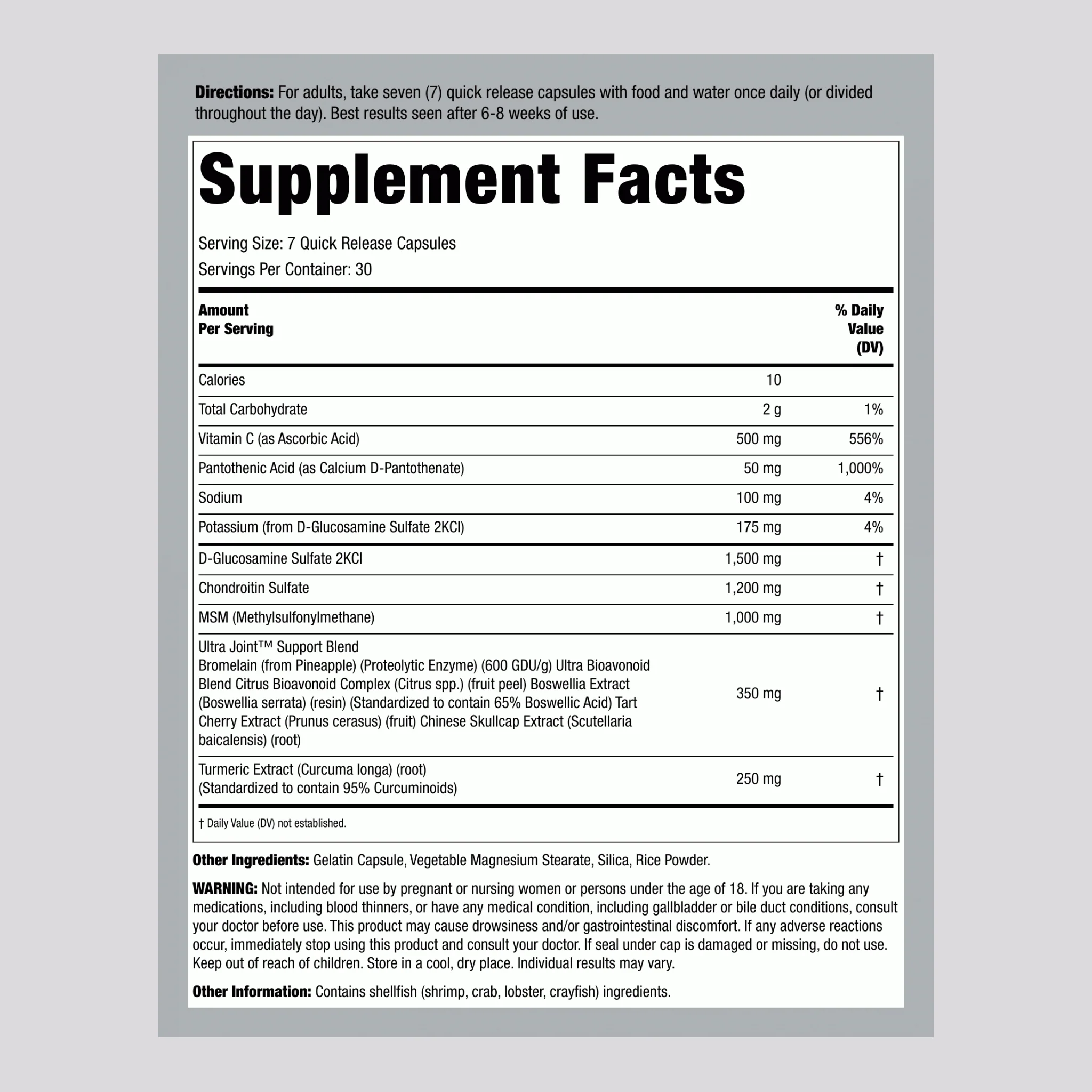 Glucosamine, Chondroitin, Turmeric & MSM UltraJoint, 210 Capsules, 2  Bottles - Image 2