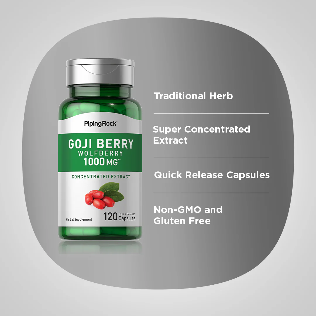 Goji Berry (Wolfberry), 1000 mg, 120 Quick Release Capsules, 2  Bottles - Image 4
