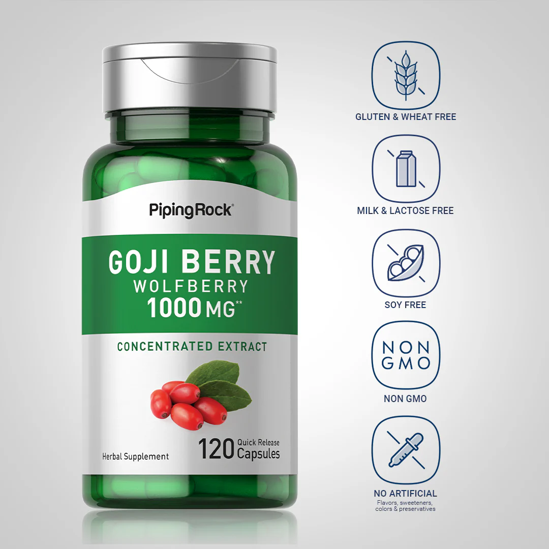 Goji Berry (Wolfberry), 1000 mg, 120 Quick Release Capsules, 2  Bottles - Image 5